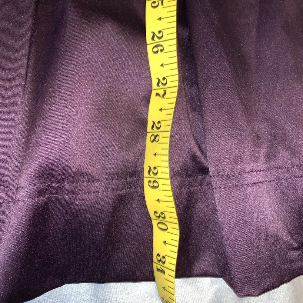 IZ Byer purple satin Women's button up dress Coat size medium Peter Pan collar
